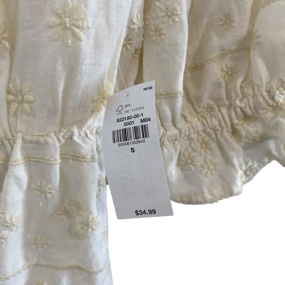 Old Navy - Cream Embroidered Boho Blouse New - S - Picture 3 of 6